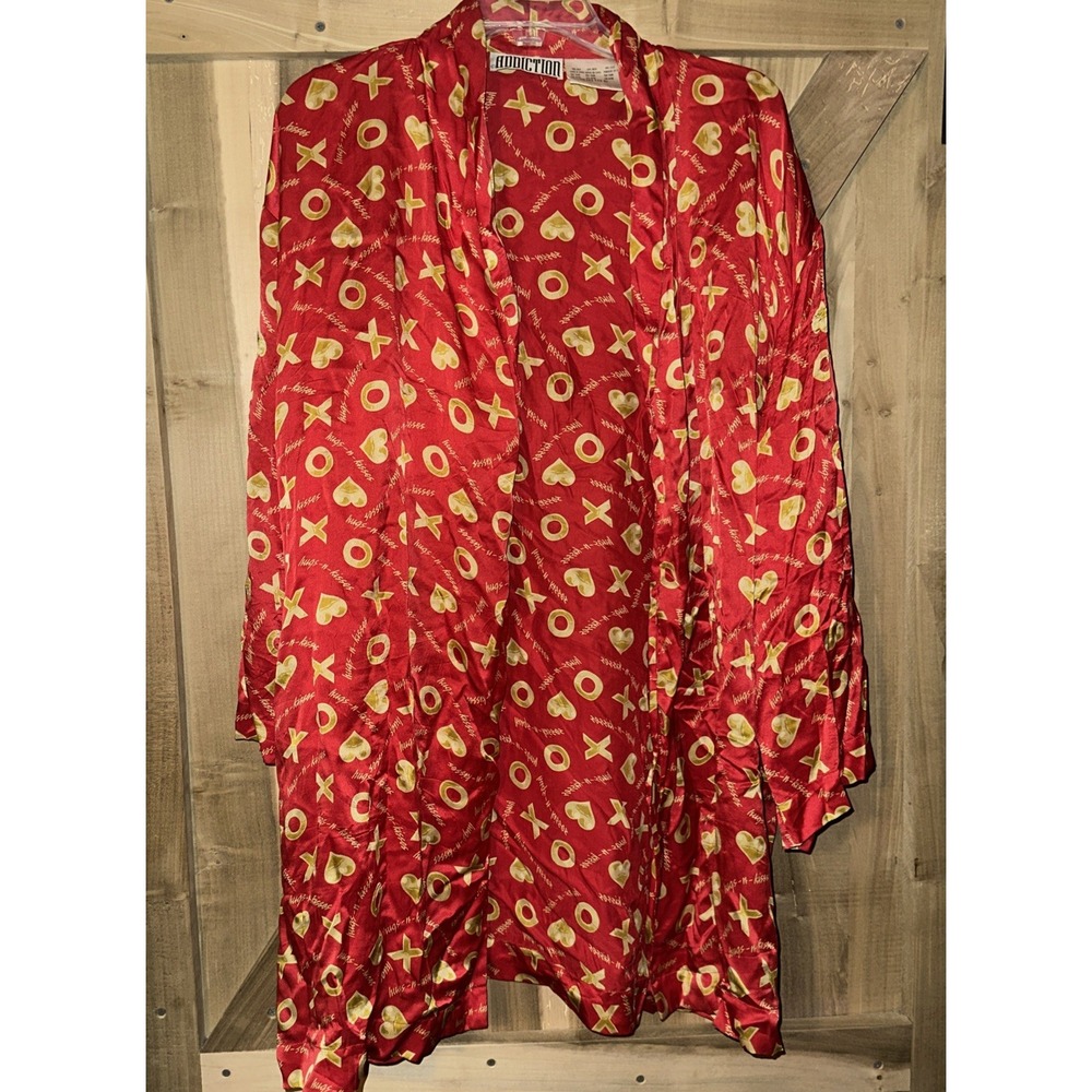Addiction Intimate Style 100% Silk Red Hugs N Kisses Slip Lingerie One Size‎